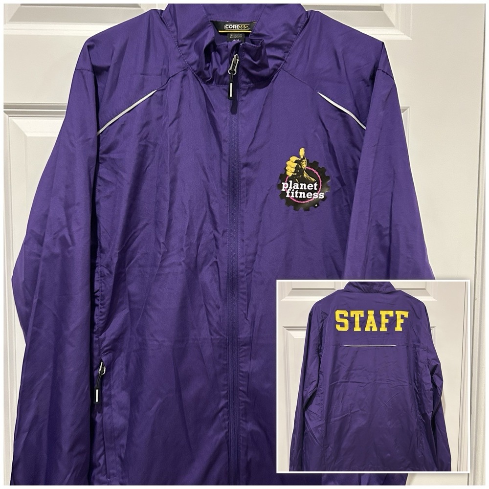 Planet Fitness STAFF Windbreaker Jacket Purple Core 365 Full Zip Medium Mens M